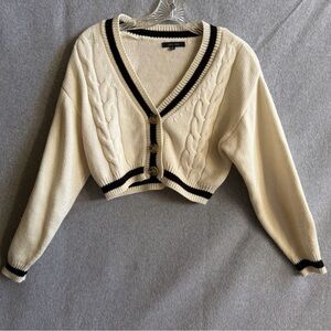 Love Tree Cream and Black Trim Cardigan